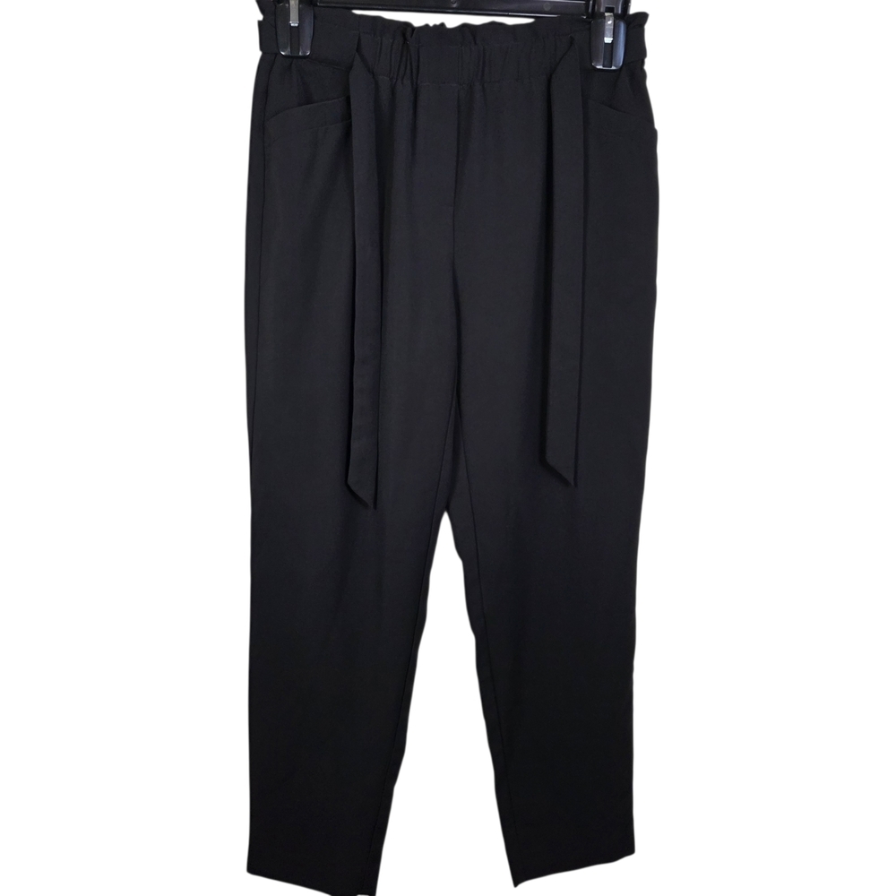 Reitmans Black Straight Leg Paper Bag Pants Size 8